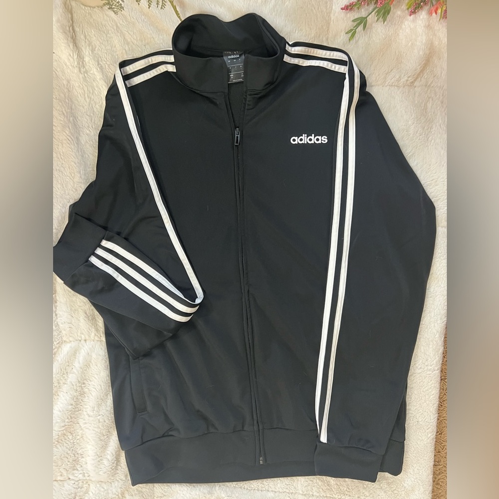 Mens Black Adidas Zip Up Sweater